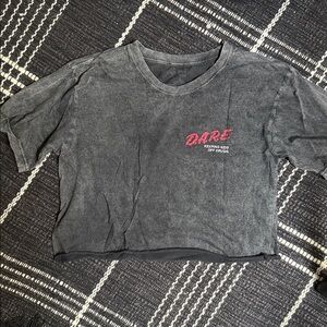 Gray DARE Graphic Crop Top